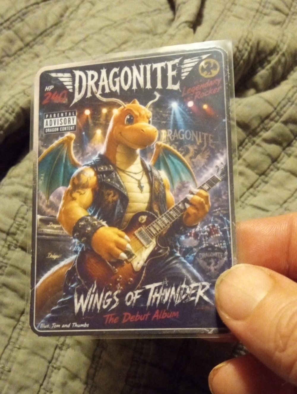 Pokemon Dragonite 'Wings of Thunder' Card - Orange/Green/Black